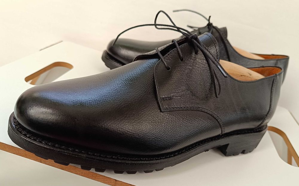 Pantofi derby 40.5 41 plain toe Barracuda piele naturala talpa Vibram