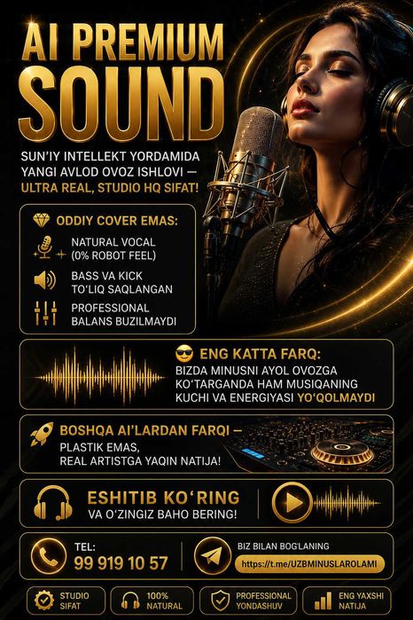 Qoshiq tonalligini ozgartirish AI Cover va audio xizmatlar