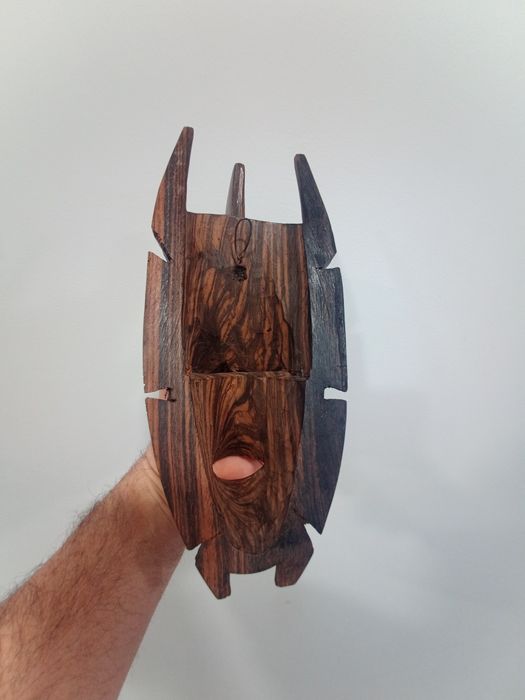 Автентична стенна маска от масивен абанос - 30 см, ръчна изработка