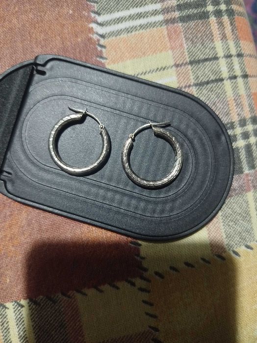 Серебряные серьги кольца, рифлёные