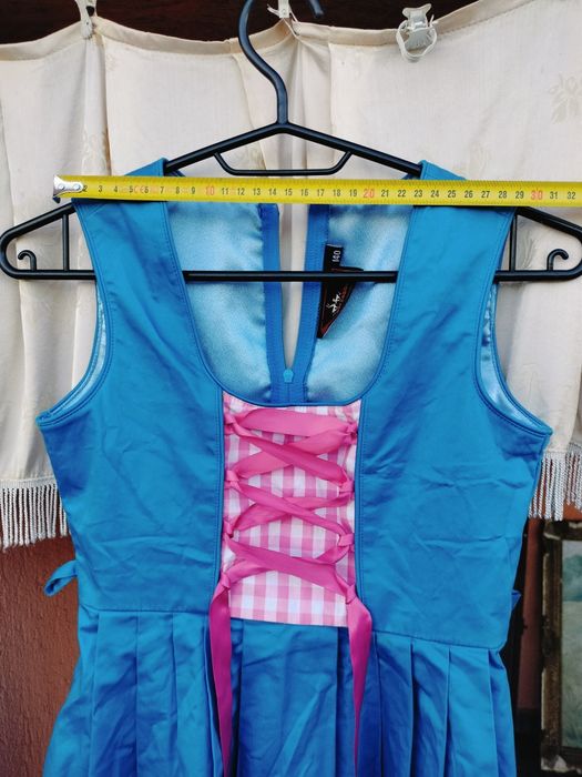 Rochie / Costum Trachten / Dirndl Copii (Fete) Oktoberzauber – Albastru / Roz, Mărime 140