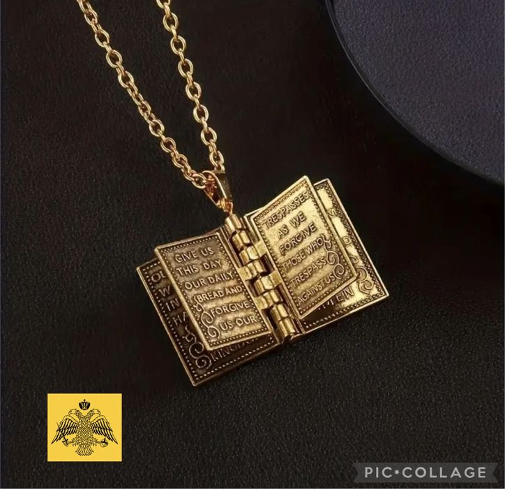 LANT Colier Bratară PANDANTIV  BIBLIE   (  Aur 24 K Suflat )