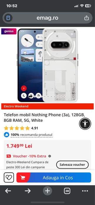 Vand nothing  phone 3a ,8/128 gb sigilat