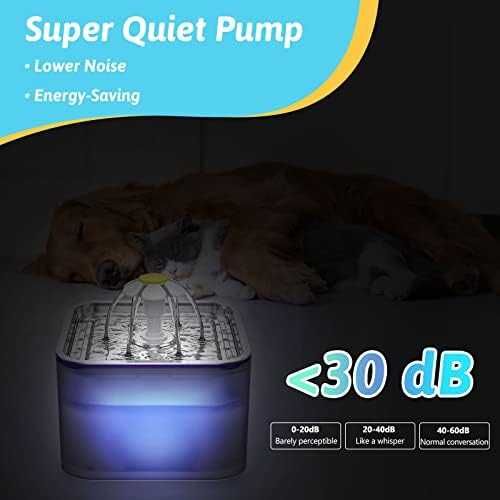 Луксозен Котешки Фонтан 3L LED светлина, Неръждаема Стомана и 3 Режима