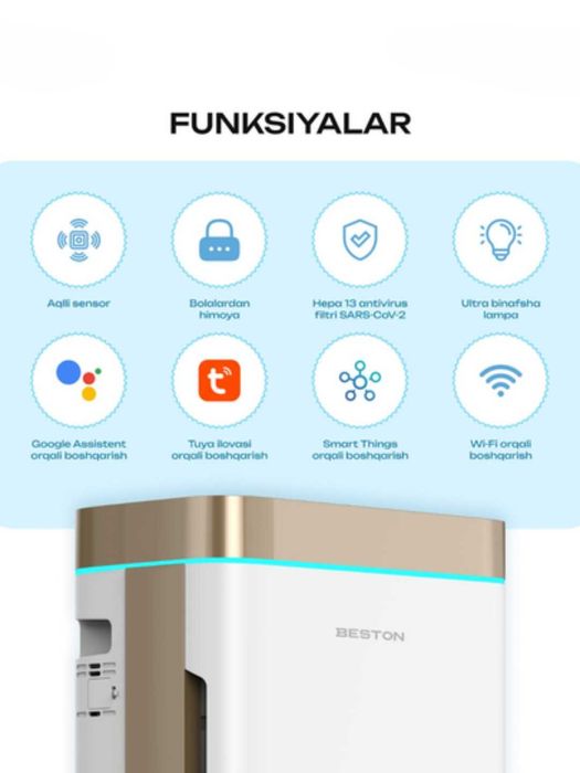 Очиститель увлажнитель воздуха Beston BHP-73UVF8WG Wi-Fi