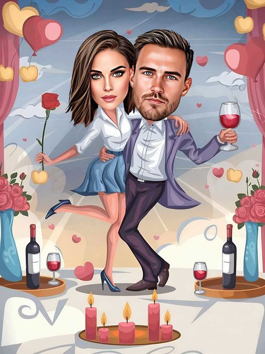 Дигитални карикатури-шарж за Свети Валентин и Трифон Зарезан