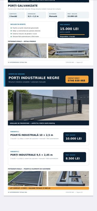 Vând porți, industriale. Galvanizate. La cel mai mic preț?