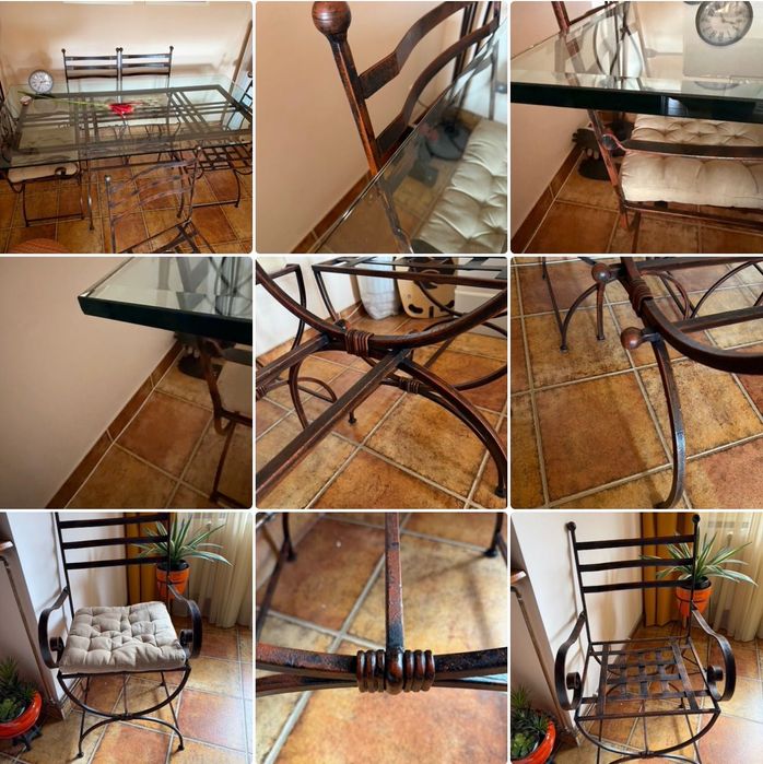 Mobilier fier forjat masa + 6 scaune