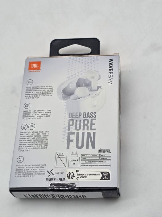 Casti audio in-ear JBL Wave Beam, True Wireless, Bluetooth, Deep Bass, Alb, SIGILATE