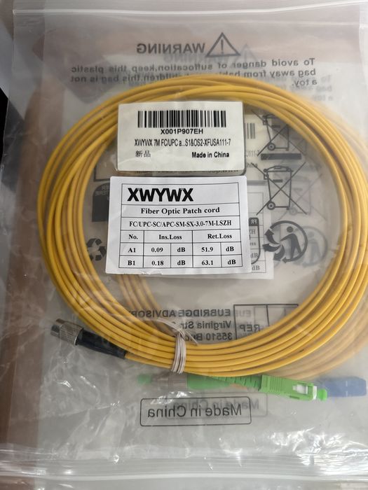 Cablu Patch Fibra Optica 7m XWYWX SM SX/DX LSZH 3.0mm / SC ST LC FC