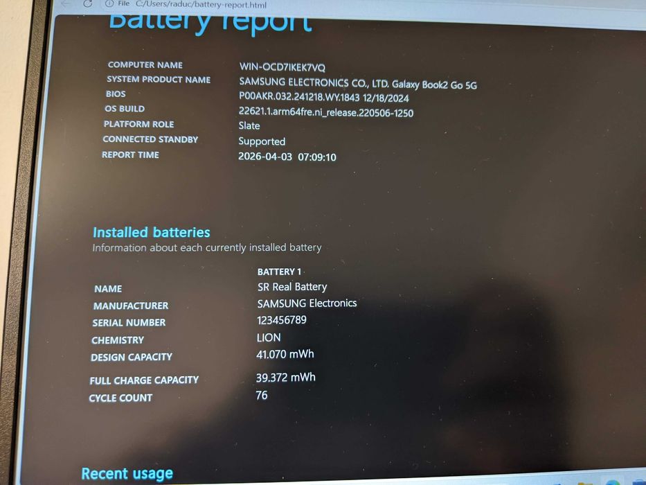 Laptop Samsung Galaxy Book 2 Go SnapDragon 7cPlus Gen 3 5G 8Gb Ram 256 Gb SSD