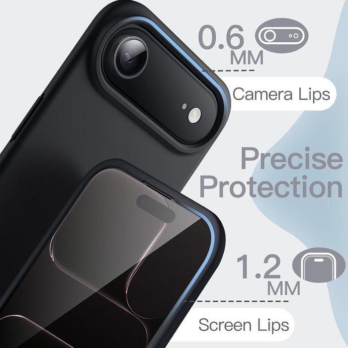 Матов силиконов кейс за apple iphone 17 air - черен