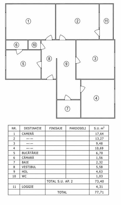 Apartament 4 camere, decomandat, etaj 1/4 – Sector 3, Aleea Fetești