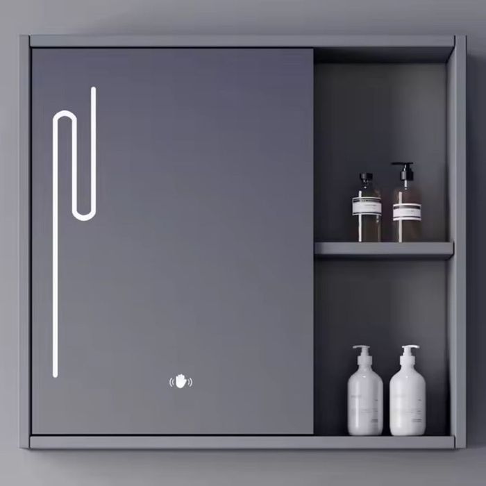 Set Mobilier pentru Baie  80x40cm, 2 Piese, Gri si Alb