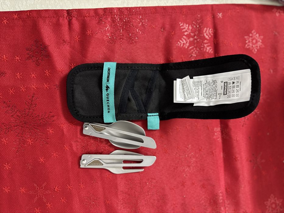 Set 2 tacâmuri pliabile, furculiță + lingură, din oțel inoxidabil camping