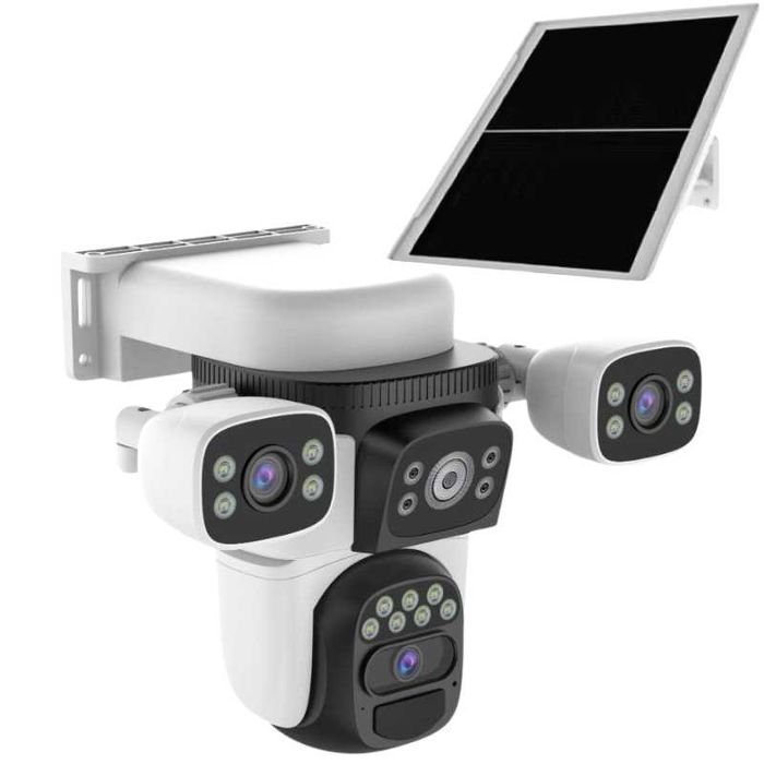 Camera Supraveghere cu SIM 4G, 3 Lentile, Solara, baterie de 8000mAh