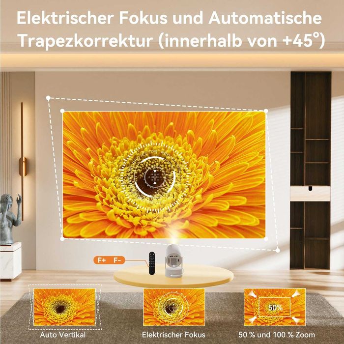 Videoproiector cu baterie, Android 11.0, WLAN6 si BT5.3, 1080P 4K