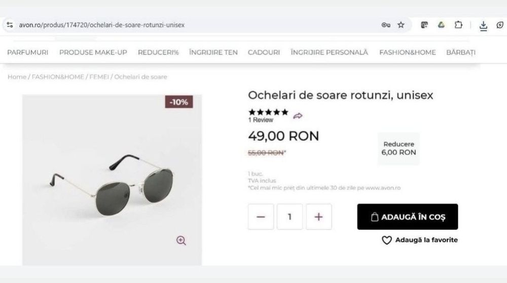Ochelari de soare cu etui dreptunghiulari Avon