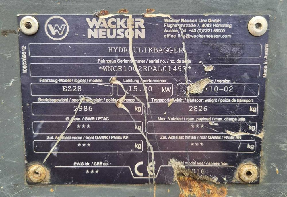 Miniexcavator Wacker Neuson EZ28 , 3 tone