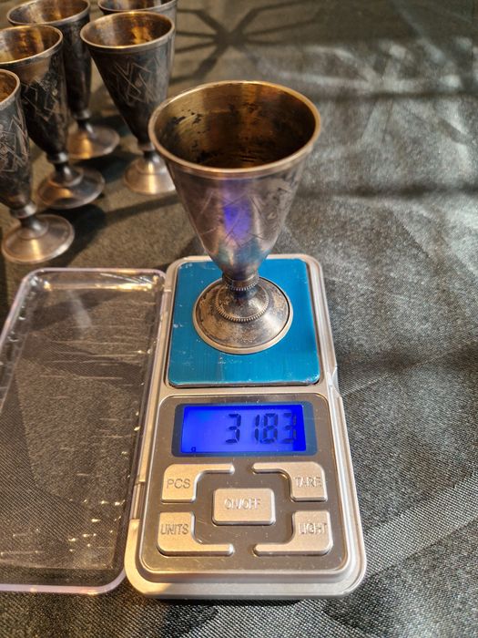 Превъзходен антикварен руски съветски сребърен сервиз 875