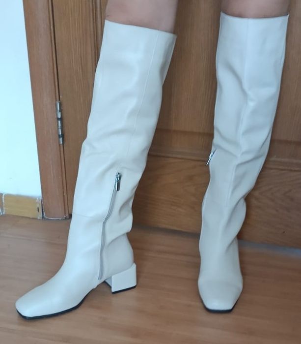 Кожаные сапоги женские