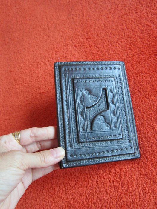 cadou deosebit rar mini oglinda vintage piele handmade Germania'60