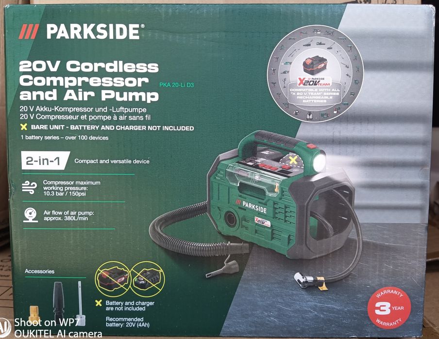 Parkside compresor 20V 3in1 digital pompa aer umflat baterie lanterna