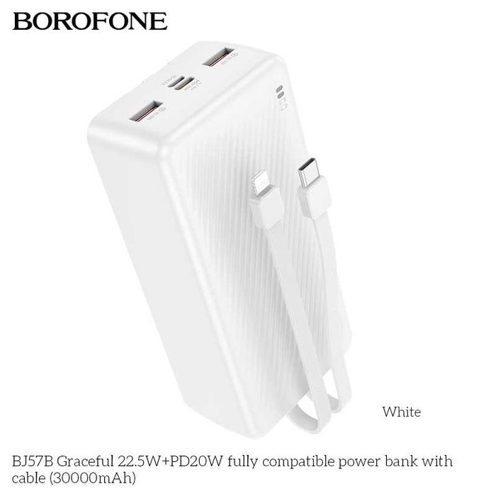 Borofone BJ57B Power Bank 30000mAh 22.5W+PD20W QC3.0 fr iPhone 16