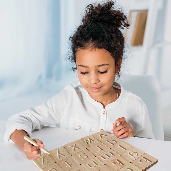 Дървени двустранни плочки за изучаване на азбуката - английски