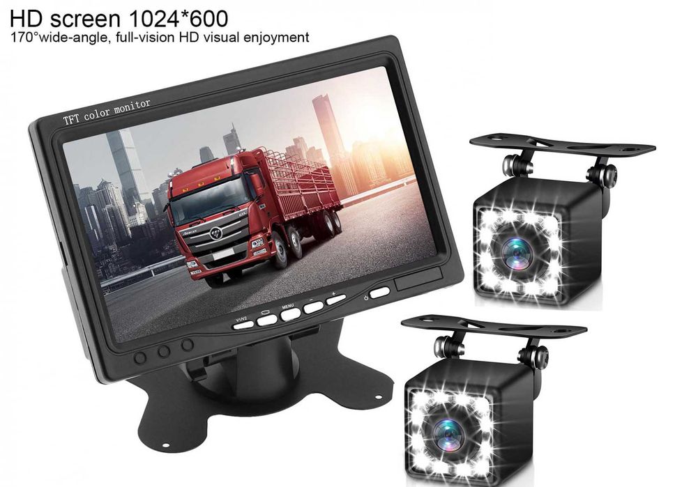 7 инча монитор за автомобил или камион с 2 камери и безжична връзка