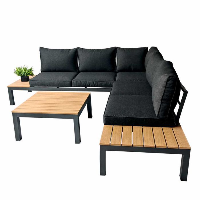 Mobilier terasa gradina aluminiu polywood 4 piese perne incluse gri