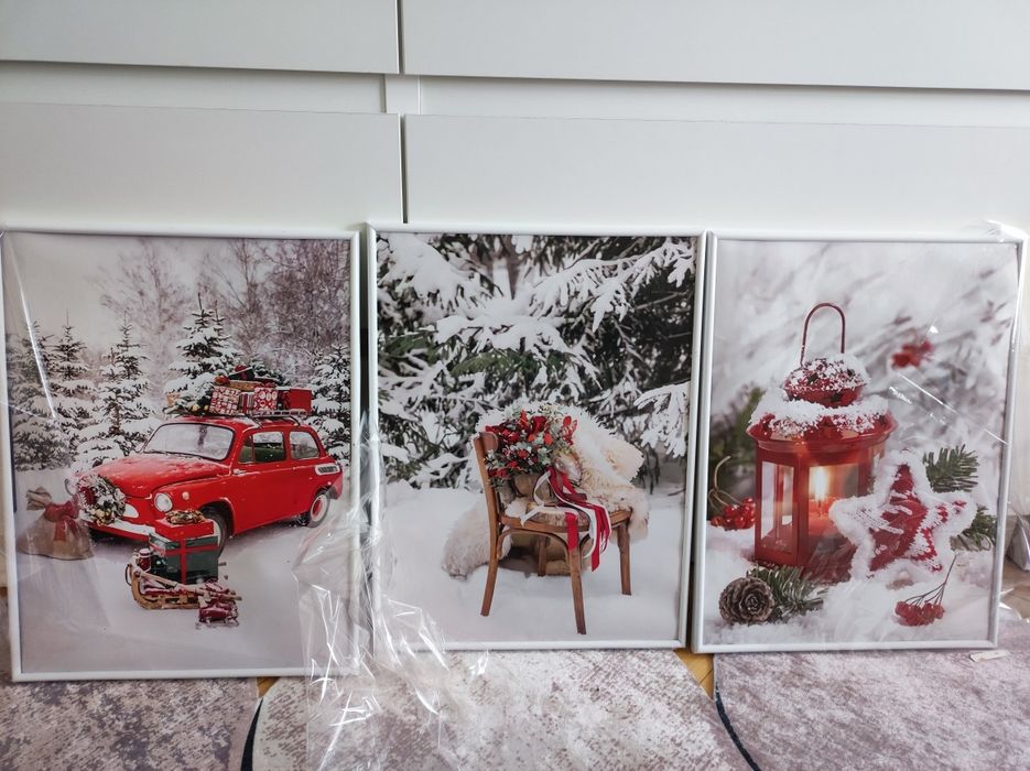 Коледни / Уникален комплект 3 броя арт фотографии/снимки/картини (не с