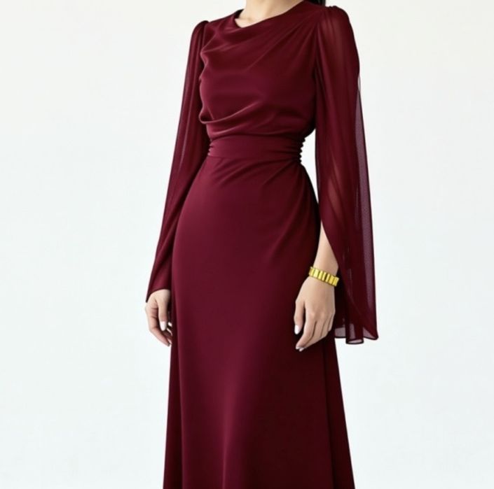 Бордовое платье вечерное
