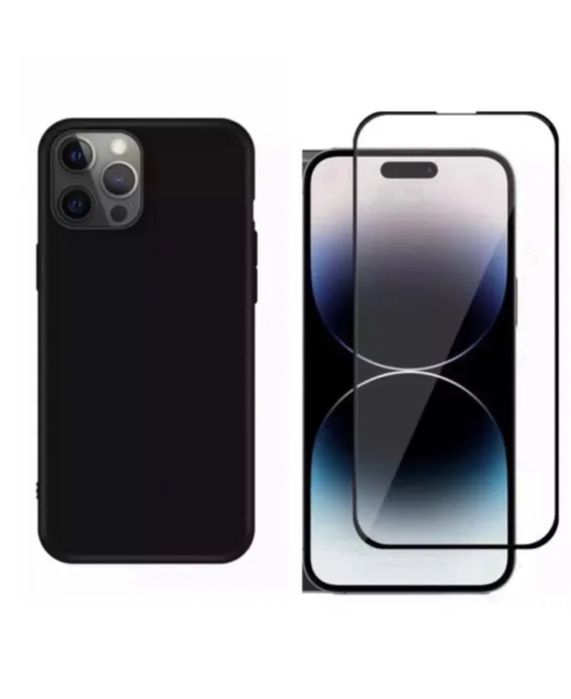 Husa Sircas si Folie Sticla Comp 25D Iphone 14/15/16E/17/PRO/MAX/PLUS