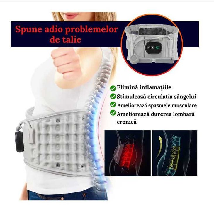 Centura decompresie lombara profesionala, 3 moduri de Incalzire