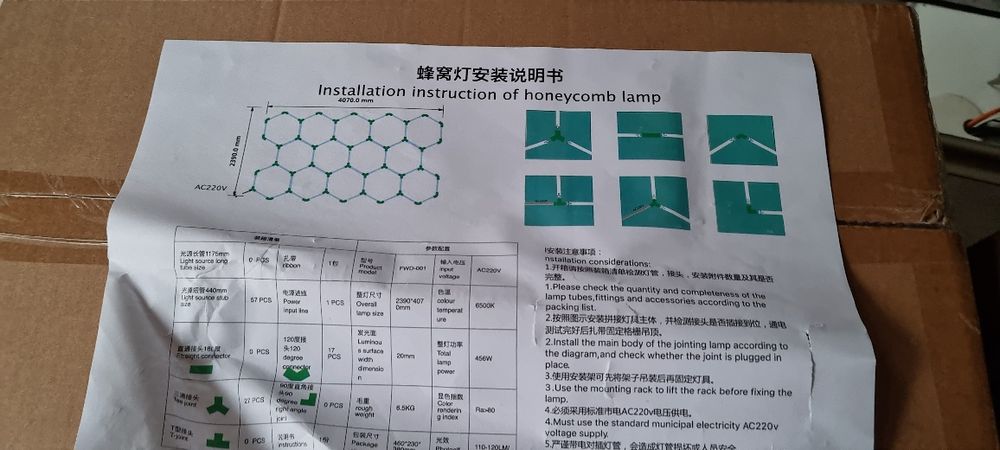 Lumini led  hexagonale pentru garaje ,magazine ,etc..