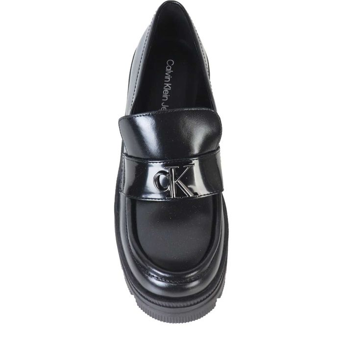 Кожени обувки с дебел ток Calvin Klein Jeans CHUNKY HEELED LOAFER MG MTR в черно