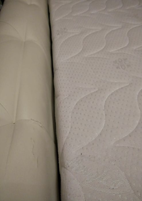 Pat alb imitație piele cadru 160/200