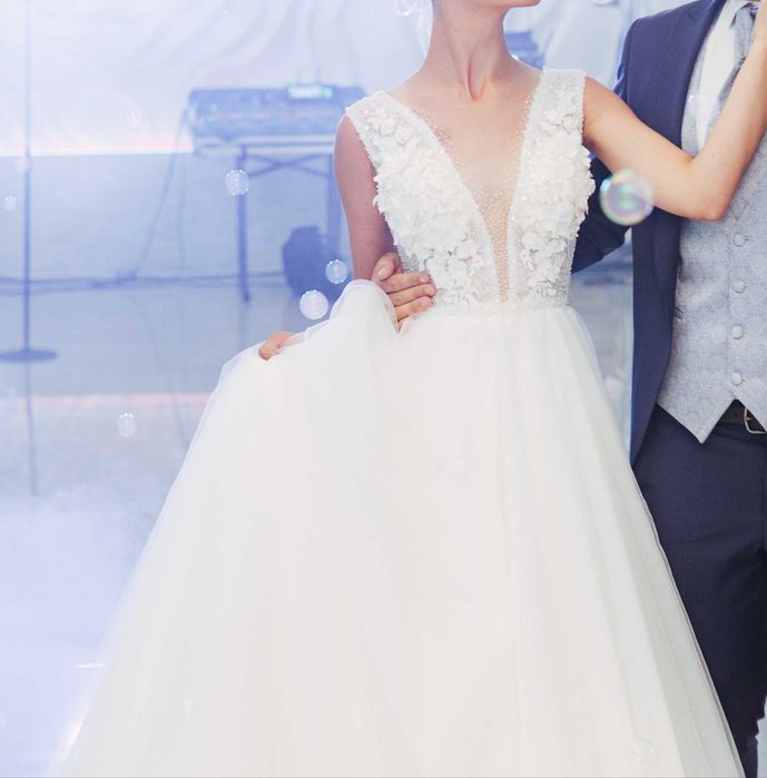 Rochie de mireasa A-line, mărimea XS- crinolină inclusă