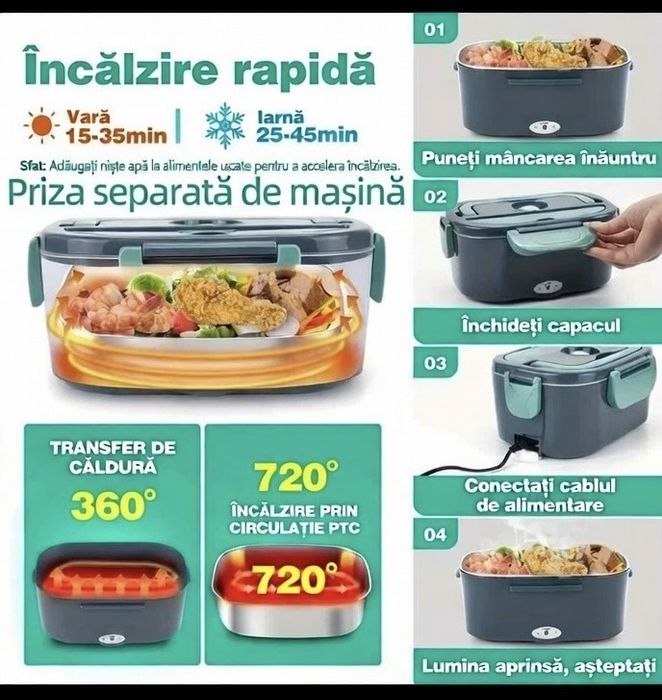 Cutie de prânz portabilă izolată pentru Masina/Tir