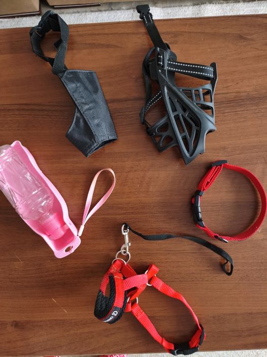 Продам аксессуары для собак (намордники, ошейник, халти, бутылка питье