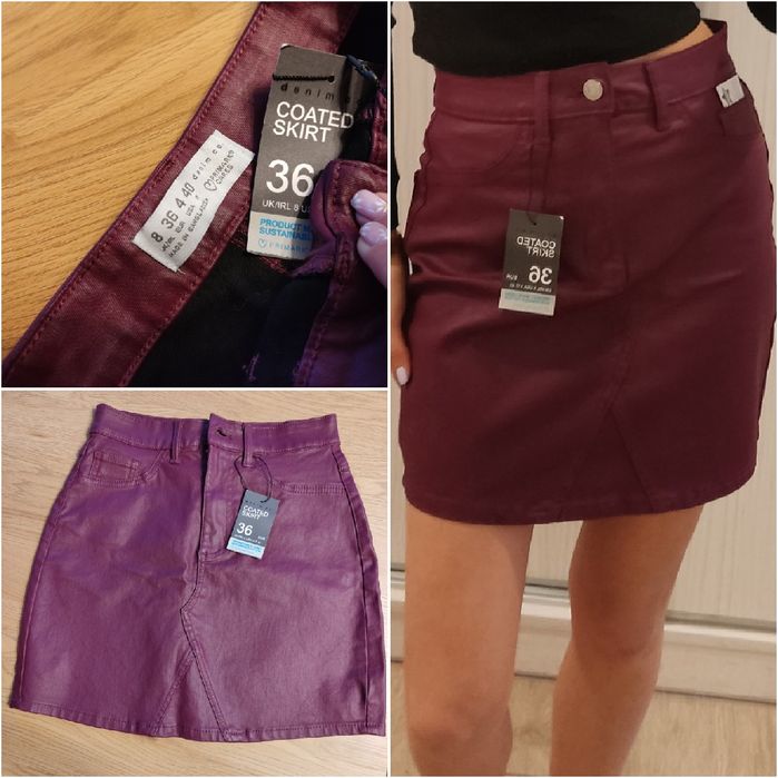 Лилава кожена пола