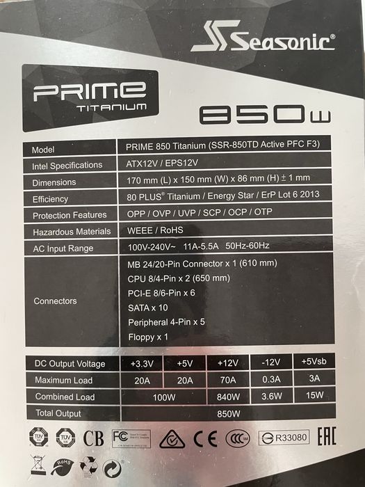 Sursa Seasonic Prime 850W Titanium