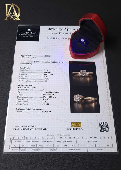 Нов Златен Пръстен с 0.50кт Естествени Диаманти