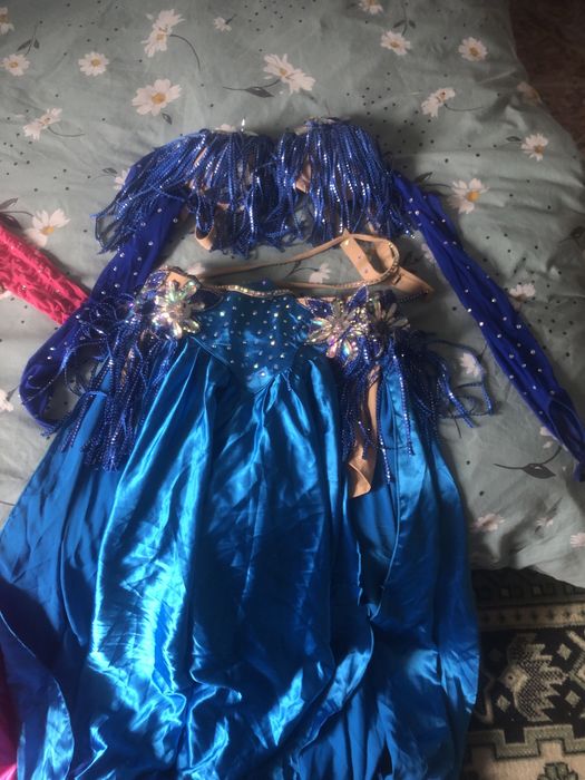 Belly dancing costume albastu roz
