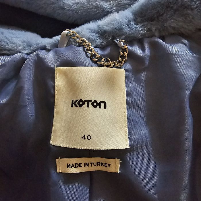 Шубка Coton голубая с капюшоном