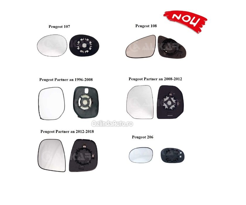 PEUGEOT 107 108 206 PARTNER geam sticla oglinda oglinzi stanga dreapta