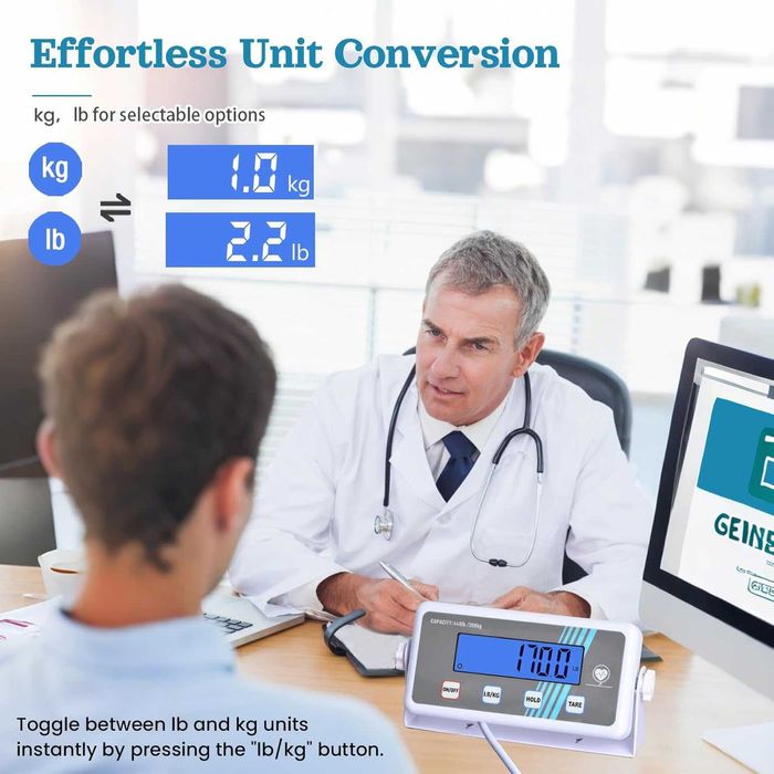 Медицински кантар heninhill за телесно тегло 200 кг, с голям дисплей