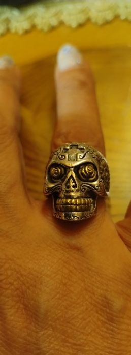 Inel argint craniu vesel