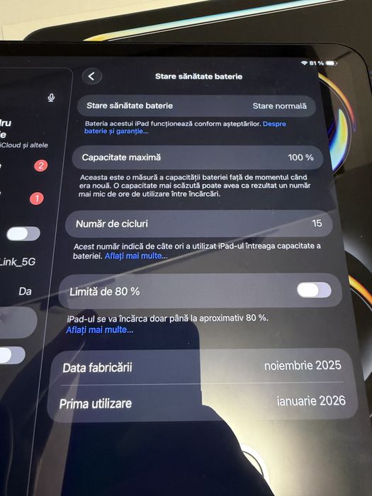 iPad Pro M5 13” 256GB – 100% baterie, 15 cicluri, ca nou